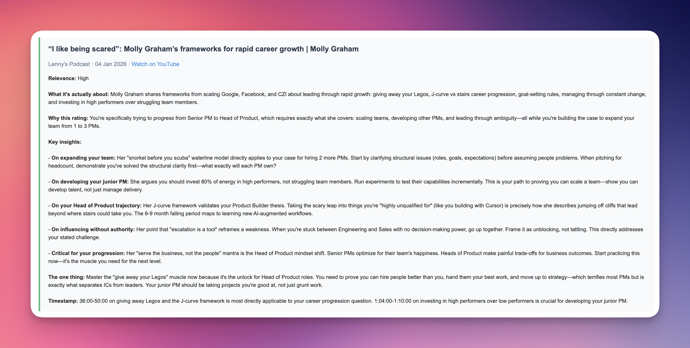 Molly Graham episode breakdown with key insights